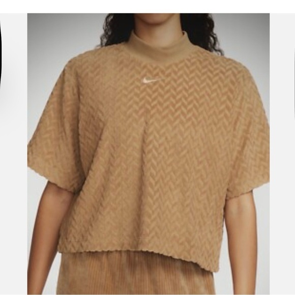 Nike Tops - NWT Nike Sportswear Everyday Modern Allover Boxy Top Camel Size Small Cheveron